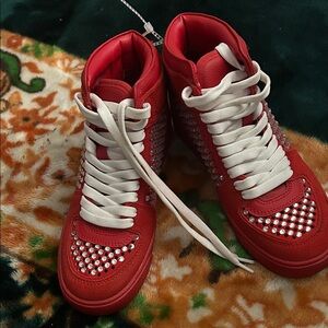NWNT Gianni Bini Red Rhinestone Sneakers